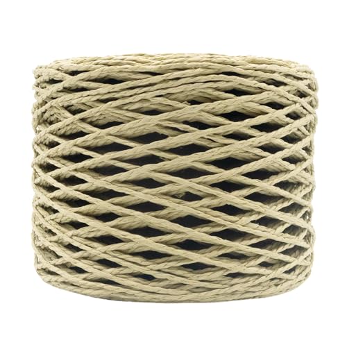 Mandala Crafts Beige Natural Raffia Yarn for Crochet Gift Wrapping - color: Beige, size: 1/16 Inch 200 Yards Raffia Yarn