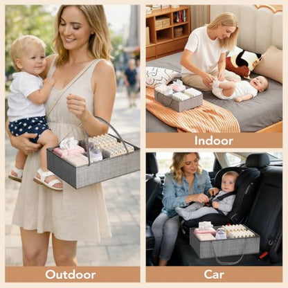 BBLIKE Diaper Caddy Organizer, Baby Cart with Basket and Side Pockets - style: Basket-Grey
