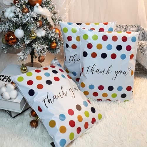 JinRuiKJ Thank You Poly Mailers 10x13 100 Pack, Polka Dots Design - color: Colorful Polka Dots, size: 10x13'' - 100 Pack