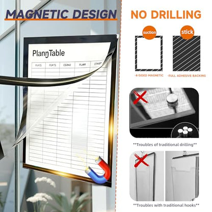 Magnetic Sign Holder, 8.5×11 Magnetic Paper Holder, 12-Pack,Black - color: Black, size: 8.5x11 - 12 Pack