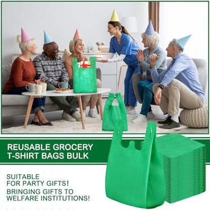 Windyun Large Grocery Bags Bulk Non Woven Totes - color: Green