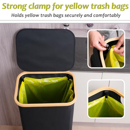 efluky Recycling Bin Holder 100L, 26 Gallon Trash Can with Lid, Garbage Bag Holder for Yellow Bags, Easy Removal, (Inner Bag Not Included) -Black - color: Black