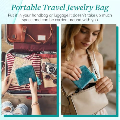 Small Travel Jewelry Case,Portable Soft Velvet Jewelry Travel Pouch,Blue - color: Blue-1PCS