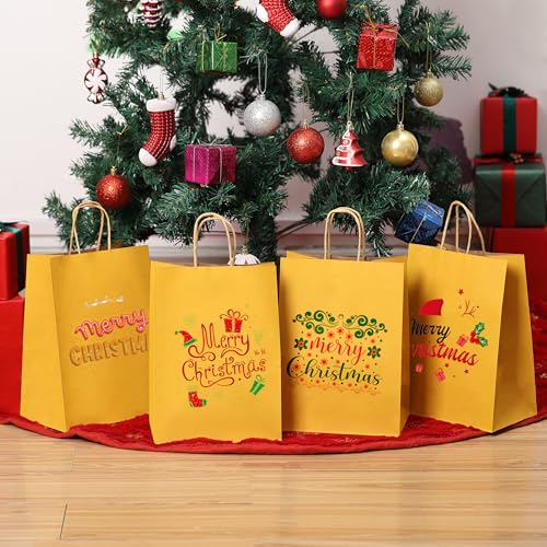Mr. Pen- Paper Gift Bags with Handles, 32 Pack, 7.6" x 4.7" x 10.6" - color: Yellow, size: 32 Pack