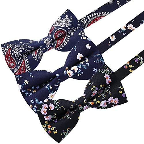 AUSKY 8 PACKS Elegant Adjustable Pre-tied Bow Ties for Men Boys (1&4&5&6&8 Pack for option) - color: Floral F