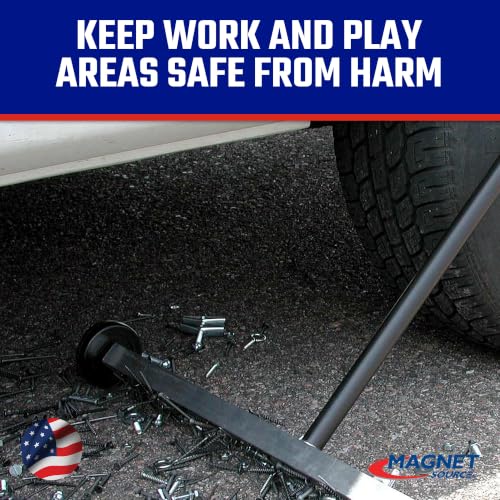 Master Magnetics Magnet Sweeper, 27” Wide Push-Type Mini Magnetic Broom with Wheels, Industrial Pick-Up Tool for Nails, Screws, and Metal Debris, 07265 - style: 27"