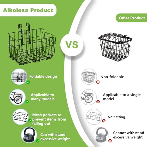 Front Bike Basket, Folding Removable Adjustable Bike Basket