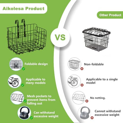 Front Bike Basket, Folding Removable Adjustable Bike Basket