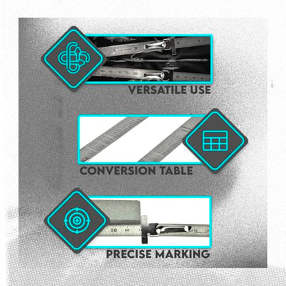 SE Stainless Steel SAE Metric Ruler Set - Stainless Steel Precision Ruler Measuring Tool - Detachable Clips - Set of 2 Pcs - 925PSR-2
