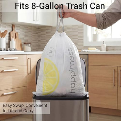 happimess 20-Count Lemon 8 Gal Drawstring Trash Bags, White, Pack of 4 - color: White (Lemon Scented), size: 80 Count (Pack of 1)