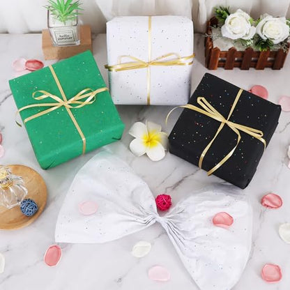 BEISHIDA 50 Sheets Dark Green Glitter Tissue Paper Bulk, Glitter Tissue Wrapping Paper for Gift Bags, 14 x 20 Inch Gift Wrap for Birthday Wedding Graduation DIY Crafts Holiday Flowers - color: green