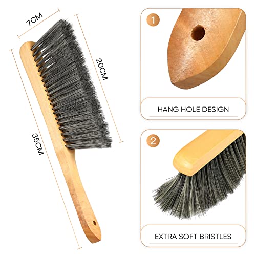 Patelai 2 Pcs Wooden Bench Brushes Fireplace Brush, Gray - color: Gray