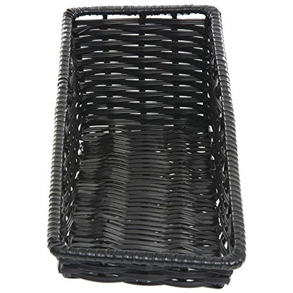 HUBERT Tapered Wicker Look Tapered Storage Basket, Rectangular Black - 7 1/2"L x 20"D x 1 1/2" to 6"H - color: Black, size: 7.5"Lx 20"Dx1.5-6"H