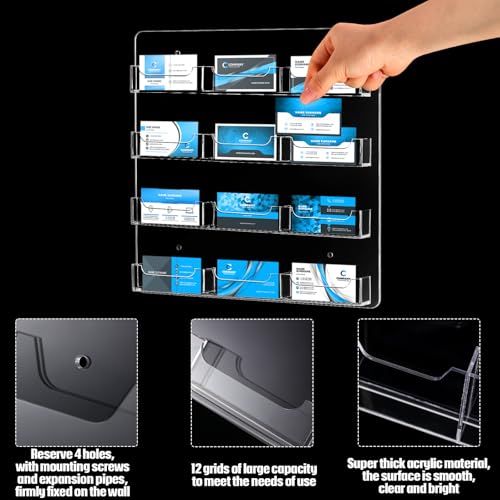 Hillban Acrylic Business Card Holder Wall Mount Office, 12 Pockets - size: 12 Pockets
