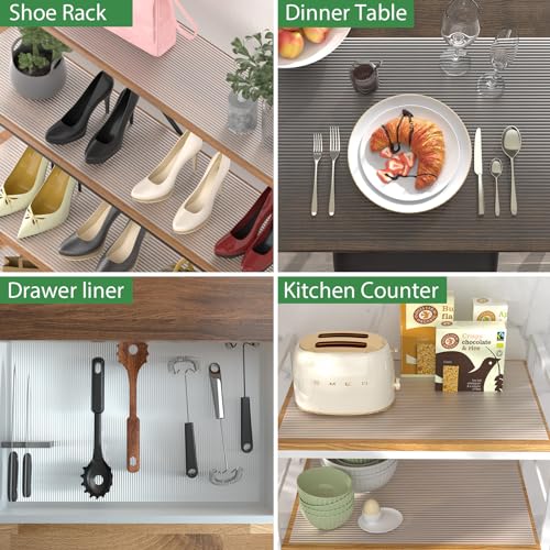 Anoak Shelf Liner Cabinet Liner, Non Adhesive Drawer Liner, Washable 17.5 Inch x 30 FT(360 Inch) Waterproof Durable Non-Slip Shelf Liner for Kitchen, Drawer, Refrigerator Stripe Clear - size: 17.5"W x 360"L