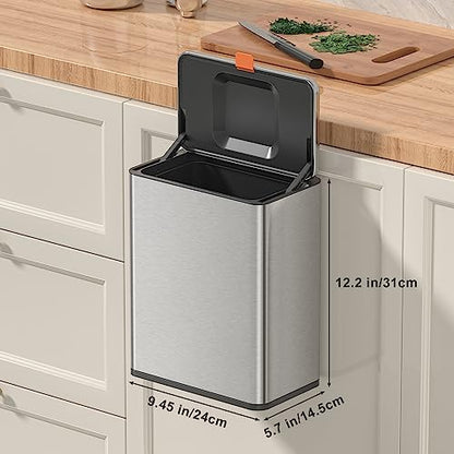 Mbillion 2.1 Gal Silver Hanging Stainless Steel Compost Bin - color: Silver, size: 2.1 Gal