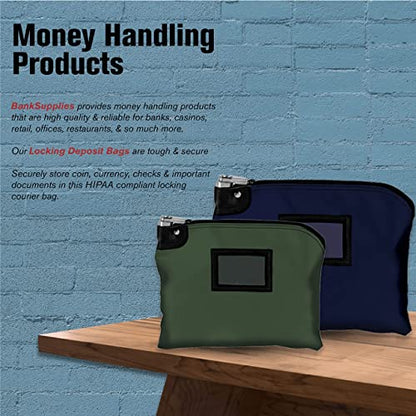 BankSupplies Navy Blue 15W x 11H Laminated Nylon Locking Deposit Bag - color: Navy Blue