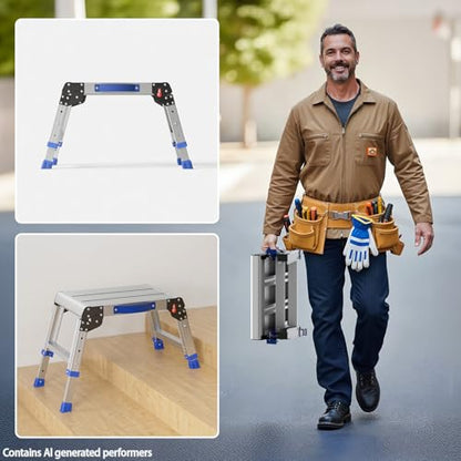 Loyoda Folding Step Stool for Adults, Portable Aluminum Work Platform 440lb - size: Regular