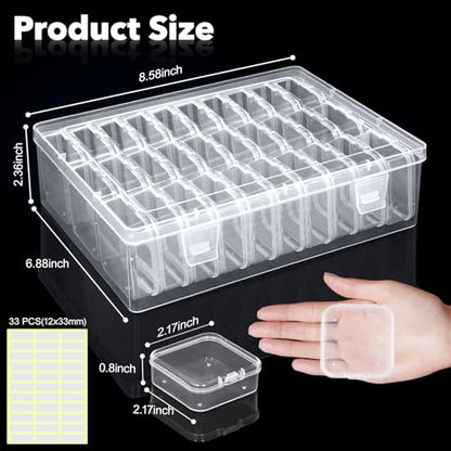 DILIBRA Bead Organizer Box, 93Pcs Small Bead Storage Containers Plastic Cases with Hinged Lid, Rectangle Clear Diamond Painting Storage Containers for Jewelry, DIY Crafts, Bracelet, Seeds, Nail - size: 3 Pack 90 Pcs