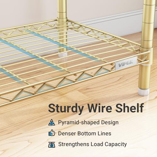 VIPEK X20 Expandable Metal Clothing Rack Adjustable from 3'3" to 4'8" Heavy Duty Garment Racks With Shelves and Hanger Rods Portable Wardrobe Open Closet System, Gold - color: Gold