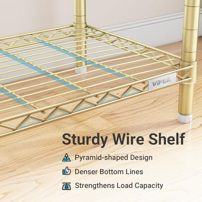 VIPEK X20 Expandable Metal Clothing Rack Adjustable from 3'3" to 4'8" Heavy Duty Garment Racks With Shelves and Hanger Rods Portable Wardrobe Open Closet System, Gold - color: Gold