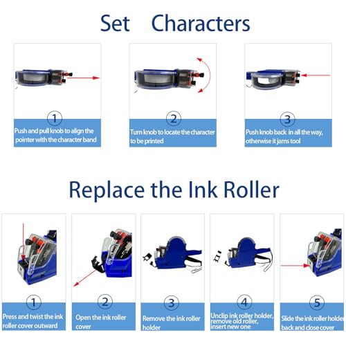 2 Line Price Gun, 2400 Color Labels 3 Ink Rolls Retail Store - color: Navy Blue