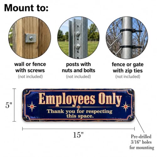 Employees Only Vintage Enamel Business Sign - style: Employees Only