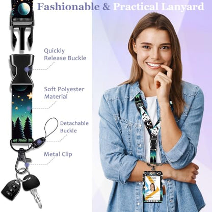 Funny UFO ID Badge Holder with Lanyard and Retractable Badge Reel - color: Ufo and Cow