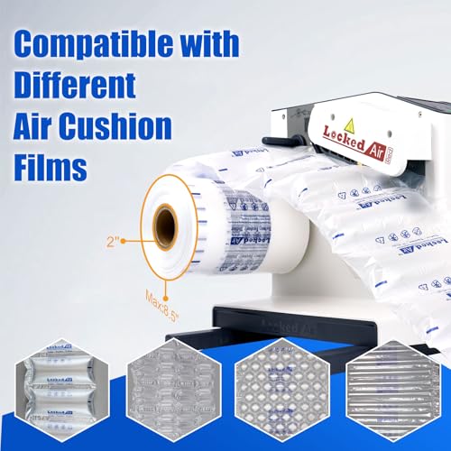 High-Speed Air Cushion Machine for Packaging & Shipping 3-Second Preheat, 26ft/min Maker with 328ft Air Pillow Film Roll,LA-E4C
