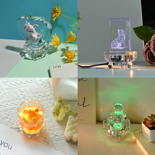 IFOLAINA Crystal LED Light Base Multicolor Changing Pedestal - color: O-Clear-7 Lighting Modes
