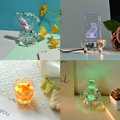 IFOLAINA Crystal LED Light Base Multicolor Changing Pedestal - color: O-Clear-7 Lighting Modes