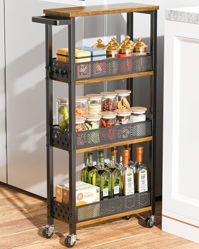 Giwil 4-Tier Rolling Slim Storage Cart Kitchen Bathroom Laundry Organizer