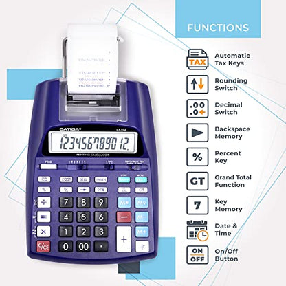 CATIGA Printing Calculator with Tape Print Out - 10 Key Adding Machine with Paper Roll, Desktop Electric Calculator for Accounting, Business, Finance, Home Office Use CP90A - color: 4) Purple