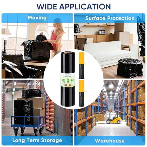 TICONN Stretch Wrap Roll, 15 in x 1000 ft Plastic Wrap for Moving Furniture - style: 15''-1PK Black