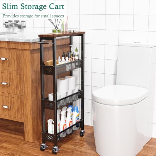 XYZLVSI Utility Slim Storage Cart on Wheels, 4 Tier Laundry Room Organizers - size: 16.7"Dx5.0"Wx34"H