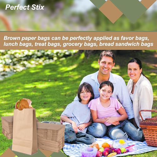 Perfect Stix - Brown Bag 6-100 6lb Brown Paper Lunch Bags - Pack of 100ct