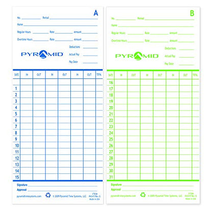 Pyramid Time Systems - Authentic Time Cards (42415PK3) - 300 Cards - size: 300 pk