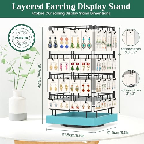 EsLuker.ly Rotating Earring Display Holder Stand for Vendors Selling, Blue - color: Blue+Black
