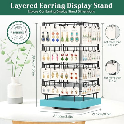 EsLuker.ly Rotating Earring Display Holder Stand for Vendors Selling, Blue - color: Blue+Black