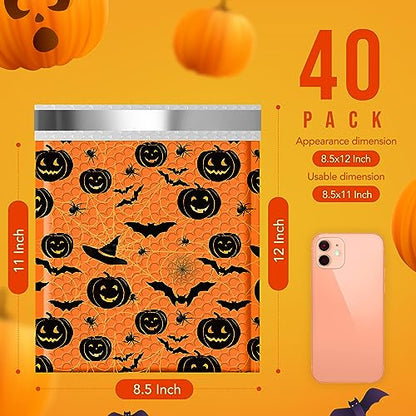 Fuxury Bubble Mailers 8.5x12 Inch 40 Pack Halloween Padded Envelopes - color: Orange, size: 8.5x12" 40 PC