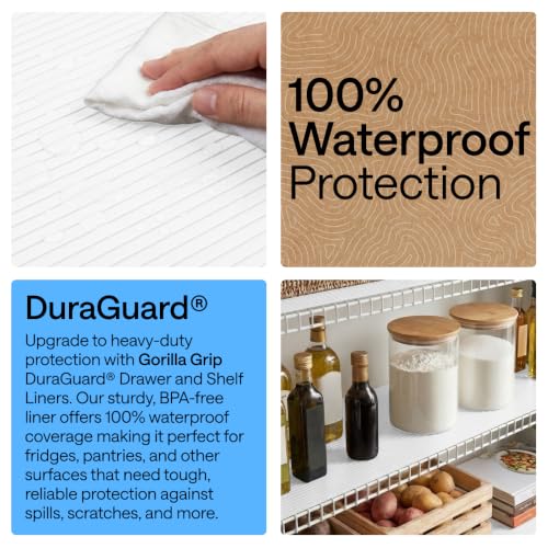 GORILLA GRIP Shelf Liner, Non-Adhesive Cabinet Liners, 17.5"x10' White - color: Bright White (Ribbed), size: 17.5" X 10'