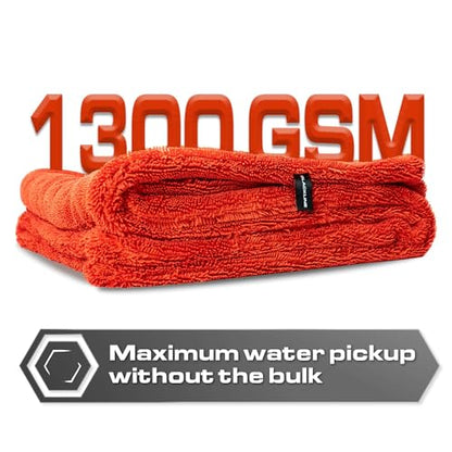 Blackline Microfiber Car Drying Towel 24"x36", 1300GSM Twisted Loop - color: Crimson