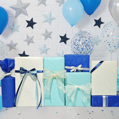 Christmas Tissue Paper for Gift Bags, Glitter Sequins Blue Gift Wrap Tissue Paper Bulk, Sparkle Art Tissue for Boy's Birthday Party, Gender Reveal, Craft, 30 Sheets 19.7x13.8in - color: Blue 30P