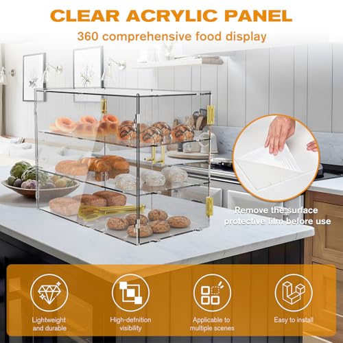 3 Tiers Countertop Bakery Display Case - size: 3 Tiers