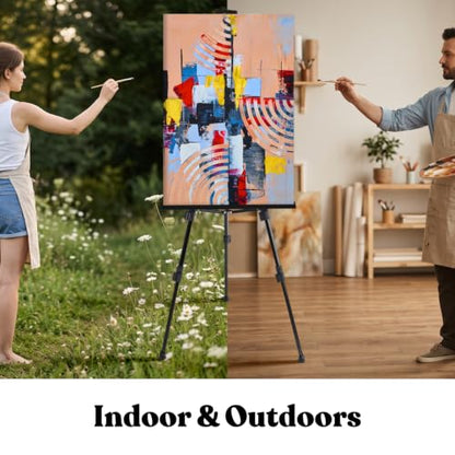 Portable Artist Easel Stand for Painting - Adjustable Height Painting Easel with Bag - Tabletop Art Easel for Painting Canvas Stand, Poster Stand & Wedding Signs Stand - Metal Tripod - 17x66 inches - style: 72"-2 pack