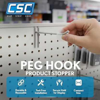 Clip Strip Display Hook Product Stops, 300 Pack, 1" Round Inventory Control Clips, Discs for Pegboard Hooks, Peg Hook Stoppers, Product Organization, Maintain Full Appearance on Display Stand