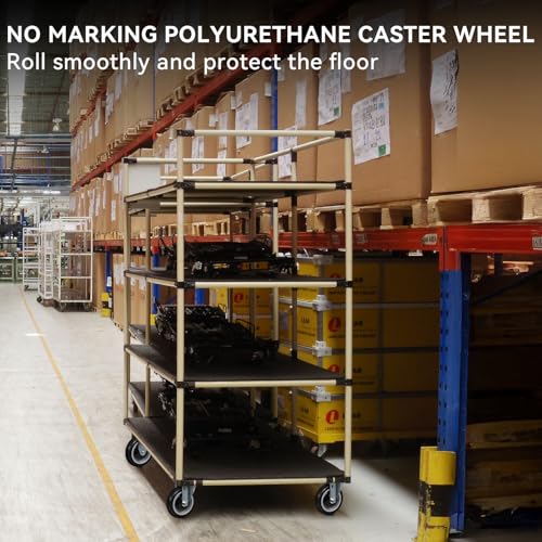 5" Shopping Cart Wheel Replacement Kit, Polyurethane Casters Set of 4, 3/8" Axle Diameter Wheels for Supermarket Grocery Retail Stores - style: Black(3/8" Bore)