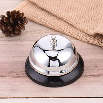 2-Pack Silver Call Bells (3.3"). Anti-Rust Metal Desk Service Bell for Hotel, Restaurant & Reception (Silver) - color: Silver