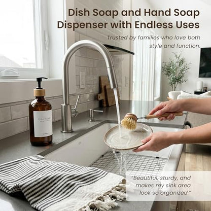 Maisonovo Dish Soap Dispenser - Amber Soap Dispenser Black Bamboo Pumps - color: Amber Black