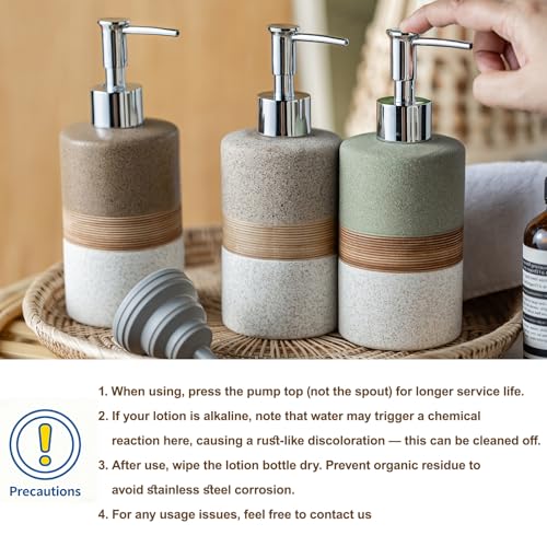 Ceramic Kitchen Dish Soap Dispenser Set with Stainless Steel Pump - color: Beige and White, size: 1xSoap Dispenser